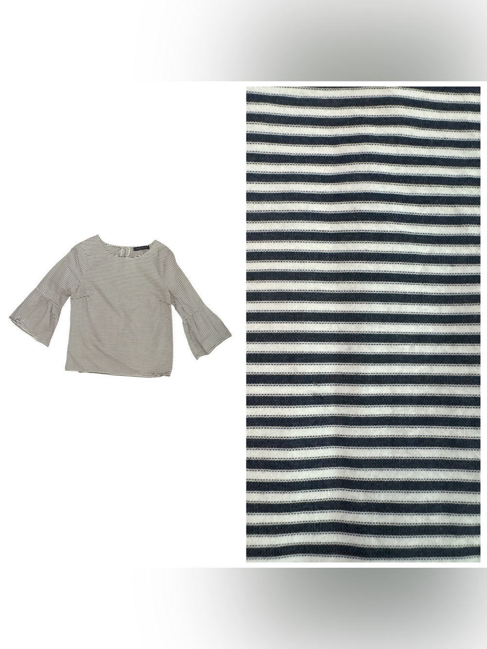 Tommy Hilfiger Women’s Size Small Striped Bell Sleeve Preppy Nautical Blouse Top
